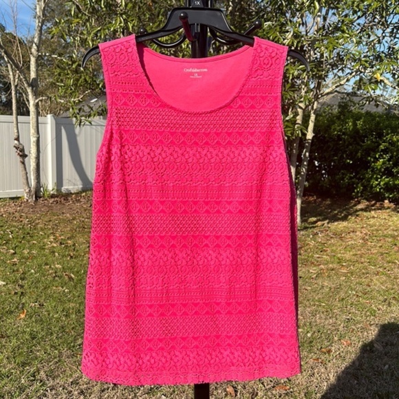 NWT $30 Croft&Barrow frontal lace overlay top - Picture 1 of 12